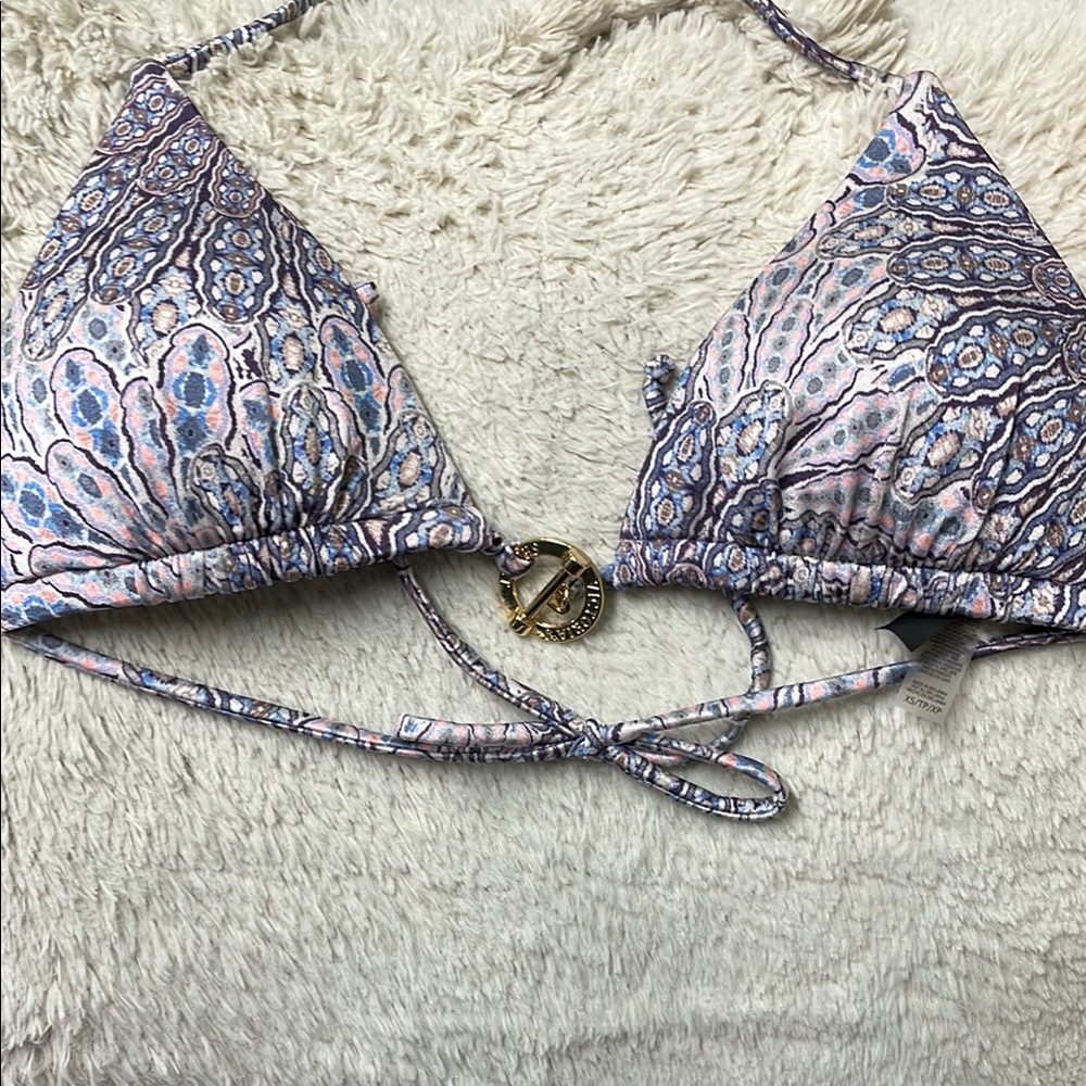 Victoria’s Secret gold toggle close Padded Triangle Bikini Top
